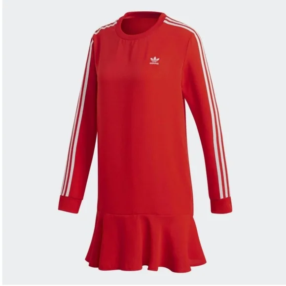 adidas Dresses Adidas Red Longsleeved Tennis Dress Sz M Poshmark